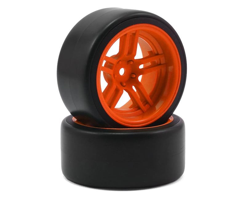 1.9" Orange Split-Spoke Rear Wheels & Drift Tires (2)