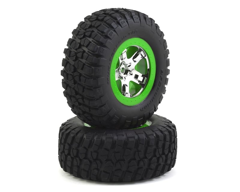 SCT Chrome & Green Wheels w/ BFG Tires (2)