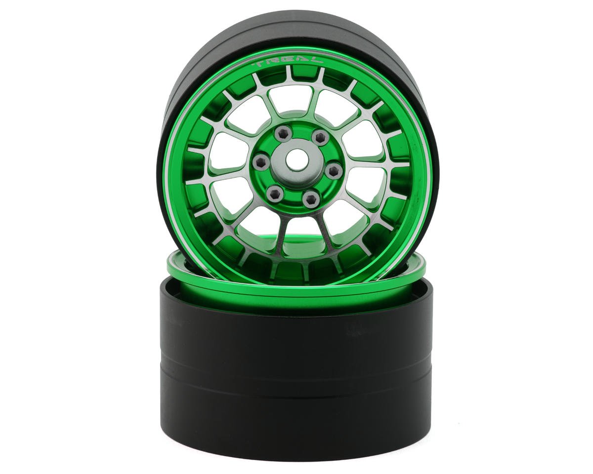 Treal Hobby 2.2" Type-A Aluminum 1/10 Rock Crawler Beadlock Wheels (Green)
