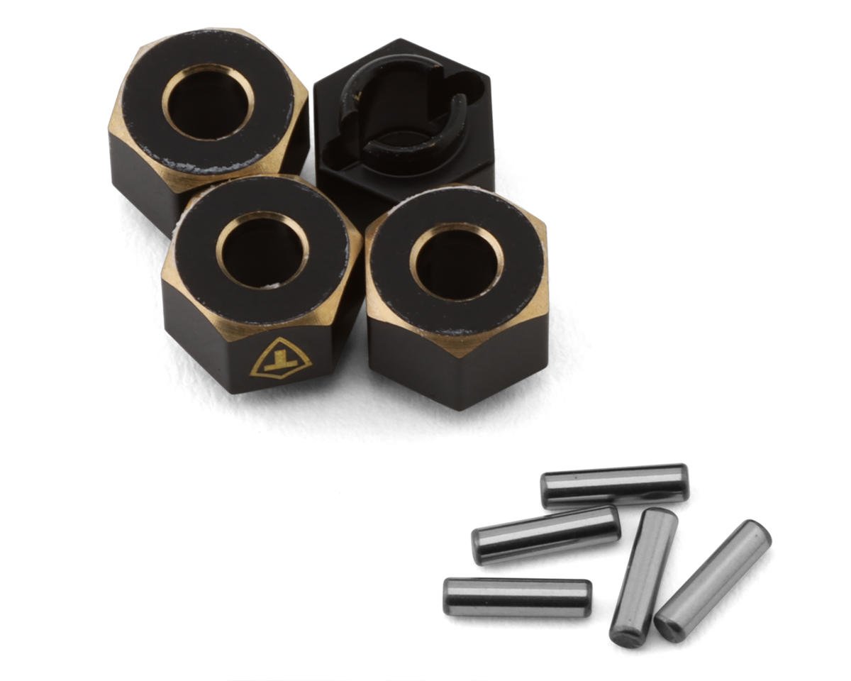 Treal Hobby Extended Brass Wheel Hub Hex for Traxxas TRX-4M (Black) (4) (1.3g)
