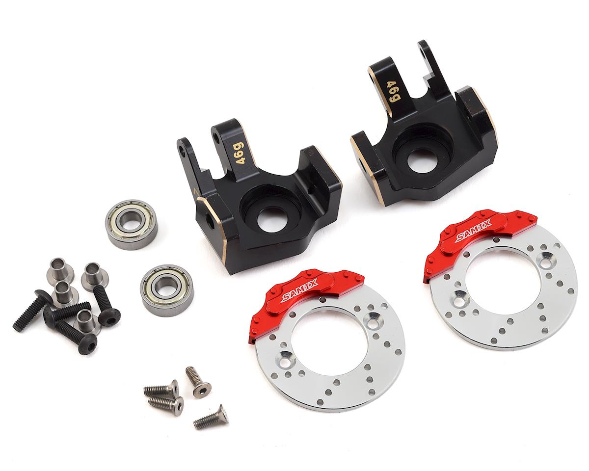 Samix SCX10 II Brass Heavy Duty Steering Knuckle w/Brake Rotor (Black) (2)