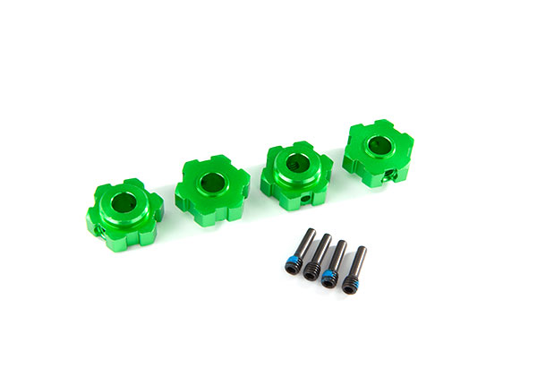 17 mm Green Aluminum Hex Wheel Hubs (2)