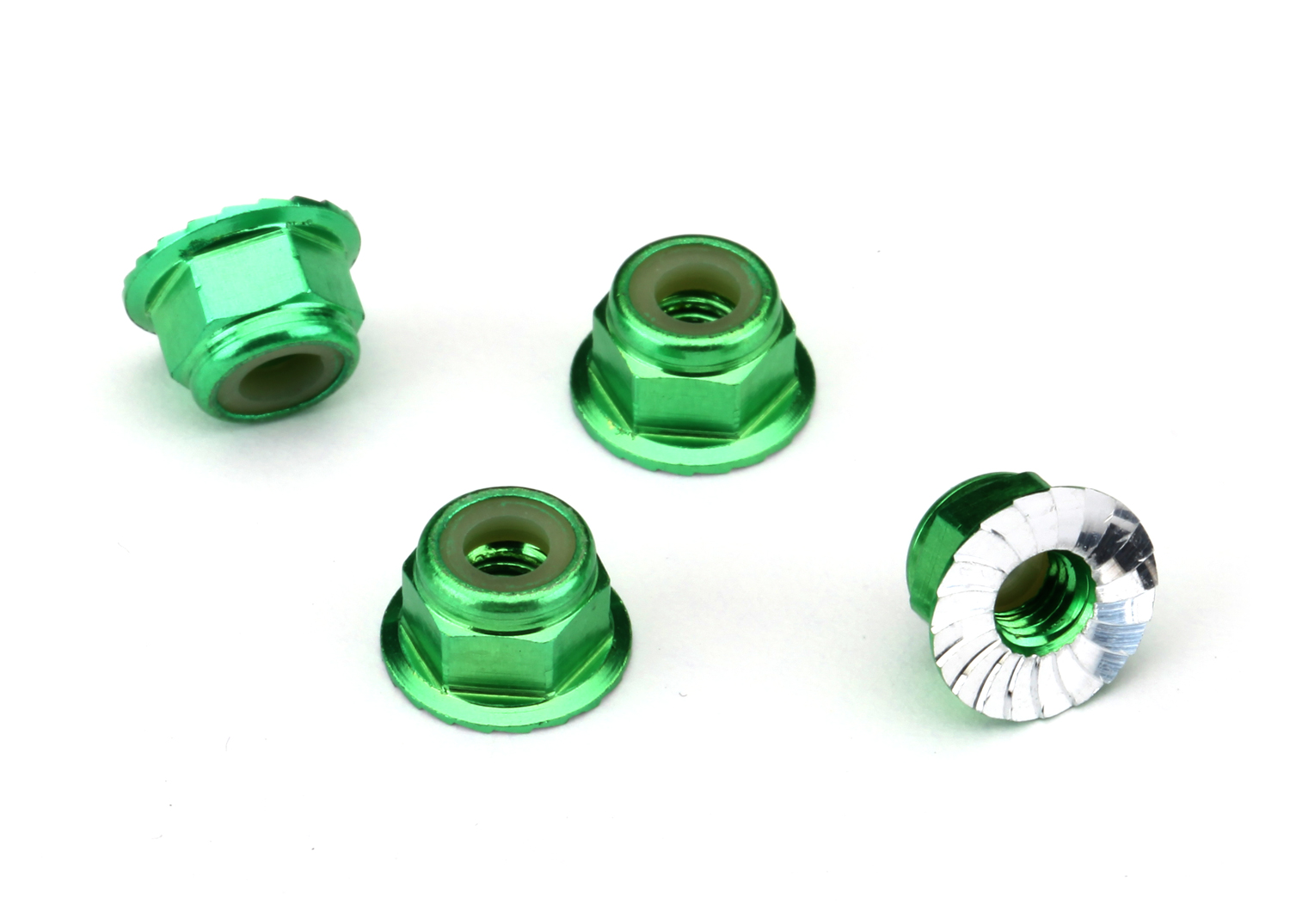 4 mm Green  Aluminum Lock Nuts (4)