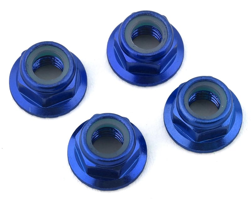 5 mm Blue Aluminum Serrated Lock Nuts (4)