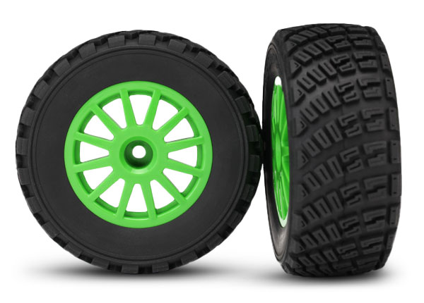 Green 12-Spoke Rally Wheels w/ Rally Tires (2)