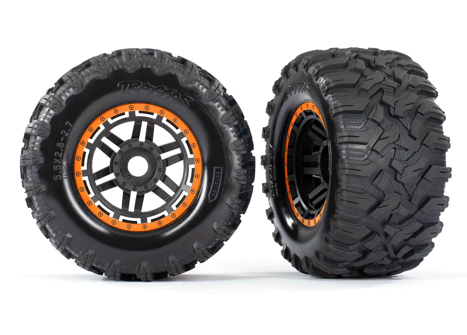 Maxx 2.8" Black & Orange Wheels & Maxx MT Tires (2)