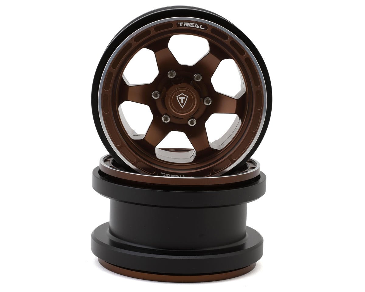 Treal Hobby Type A 2.9" 6-Spoke Slotted Beadlock Aluminum Wheels (Bronze) (2)