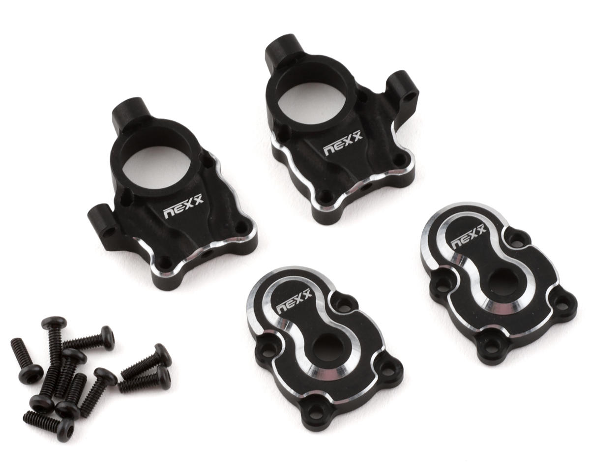 NEXX Racing FCX24 Aluminum Front Portal Axle Set (Black)