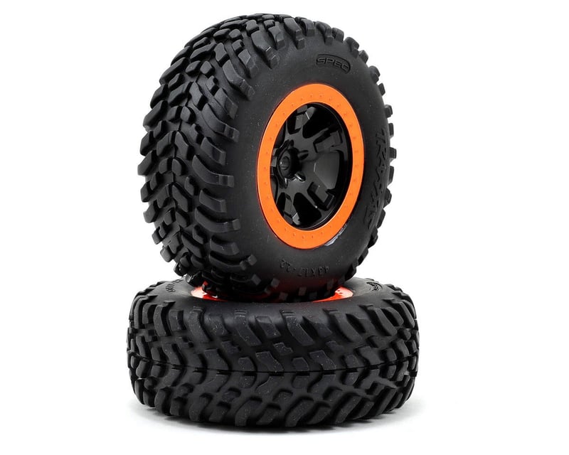 SCT Black & Orange Wheels & Off-Road Tires (2)