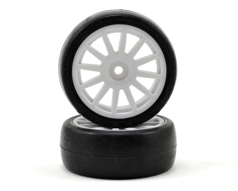 White 12-Spoke wheels w/ Slick Tires (2)