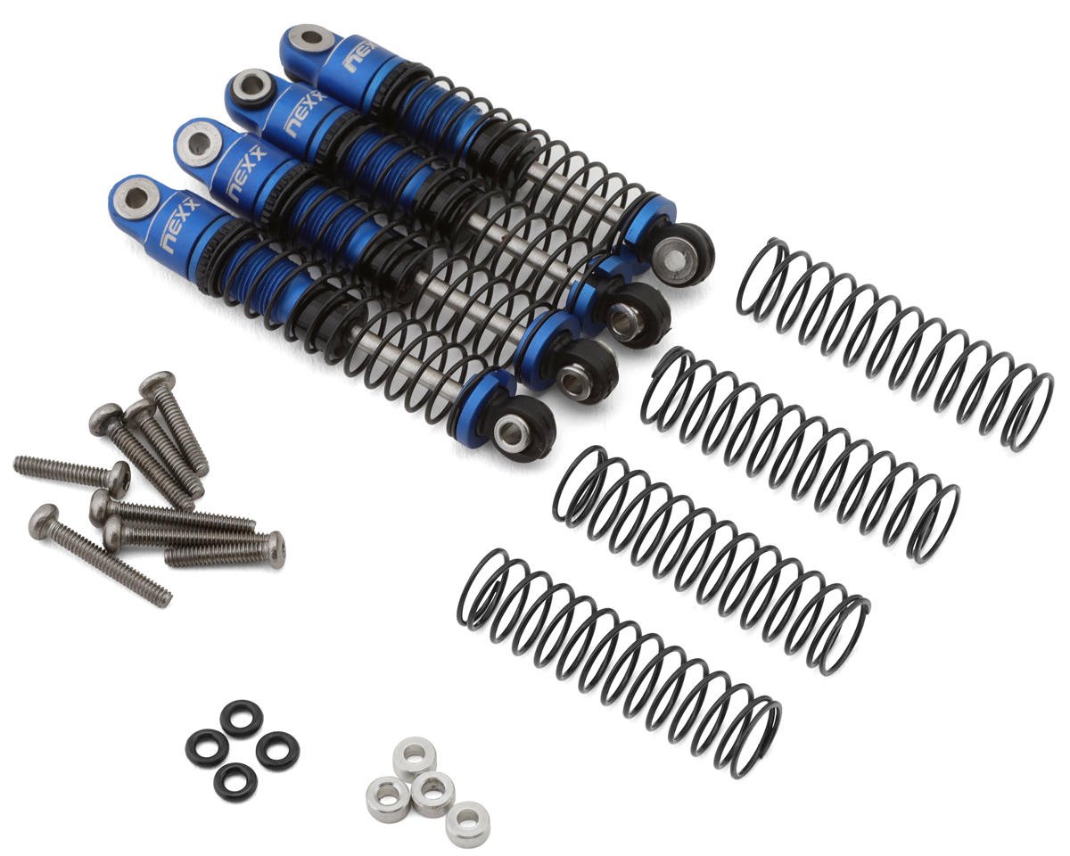 NEXX Racing FMS FCX24 45mm Aluminum Oil-Filled Threaded Shocks (Blue) (4)