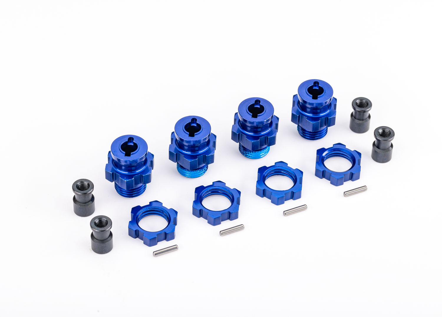 17 mm Blue Aluminum Splined Hubs w/ Nuts (4)