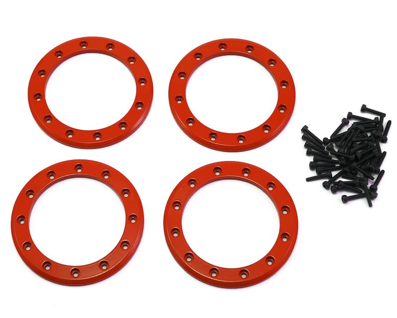 2.2" Red Aluminum Beadlock Rings w/ Screws (4)