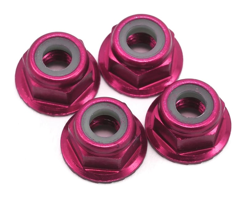 4 mm Pink  Aluminum Lock Nuts (4)