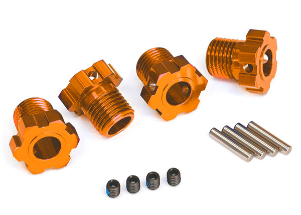 17 mm Orange Aluminum Splined Wheel Hubs (4)