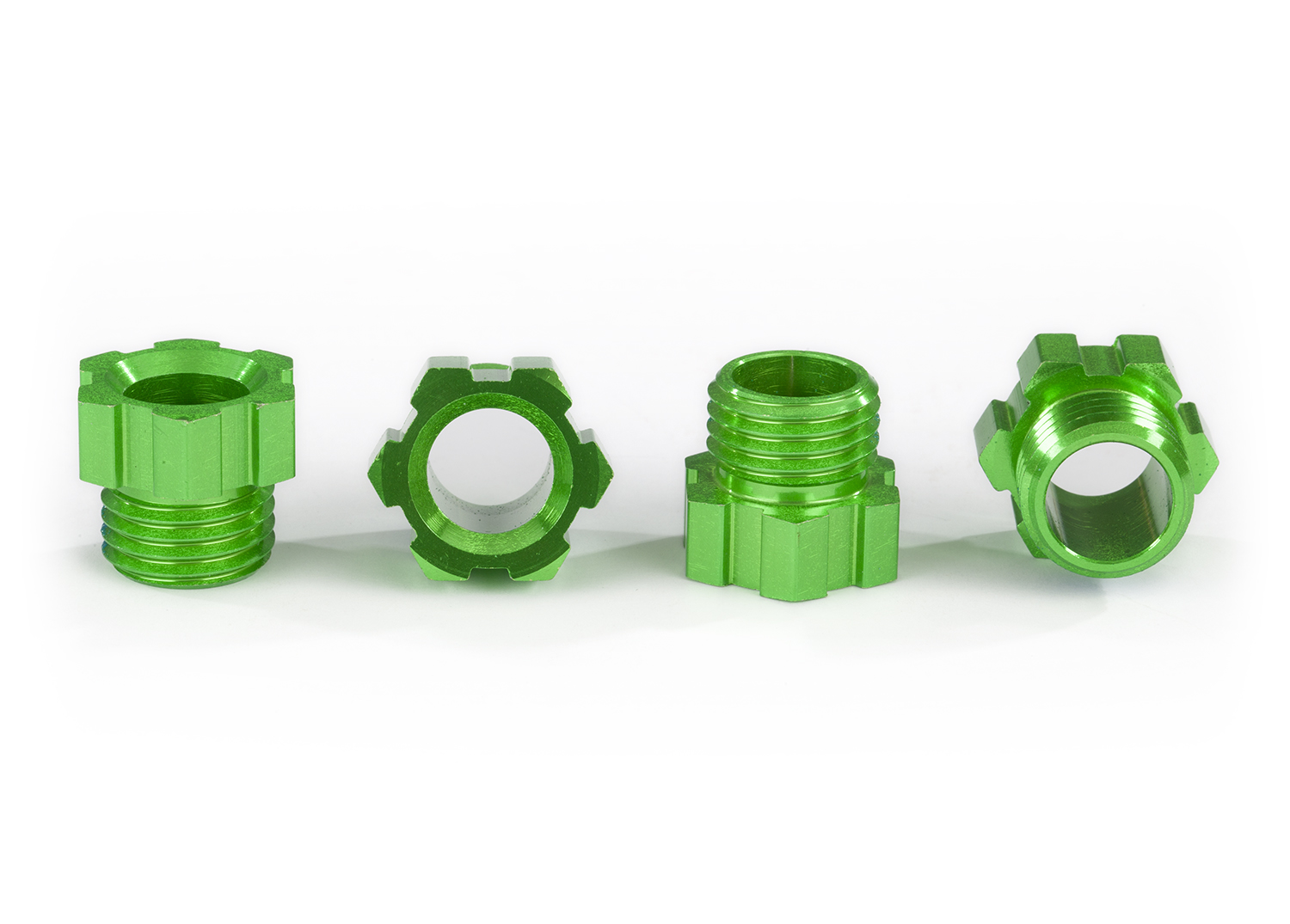 Green Aluminum Stub Axle Nuts (4)