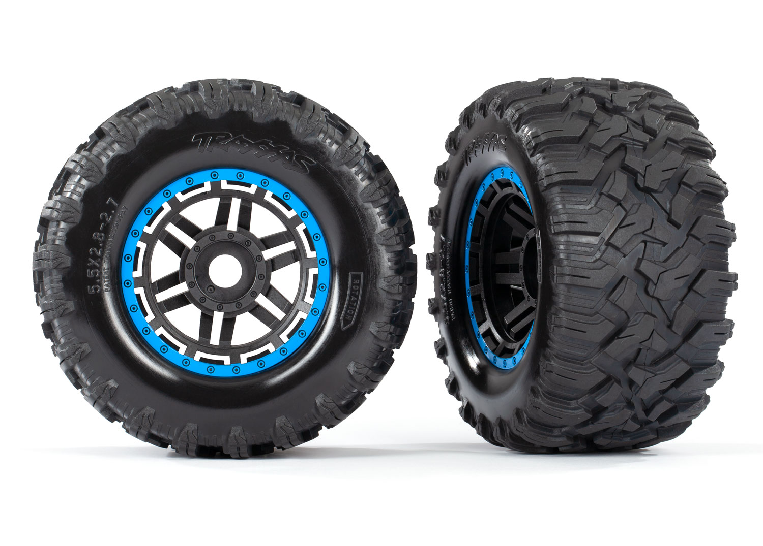 Maxx 2.8" Black & Blue Wheels & Maxx MT Tires (2)
