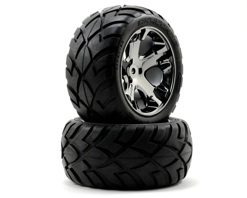 All-Star 2.8" Black Chrome Wheels & Anaconda Tires (2)