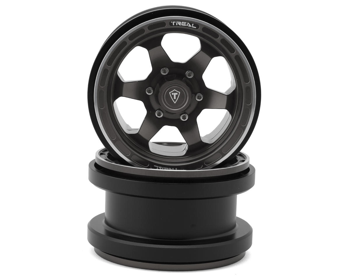 Treal Hobby Type A 2.9" 6-Spoke Slotted Beadlock Aluminum Wheels (Titanium) (2)