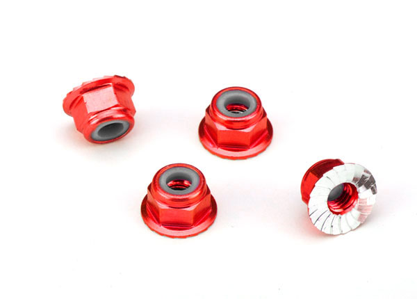 4 mm Red Aluminum Lock Nuts (4)