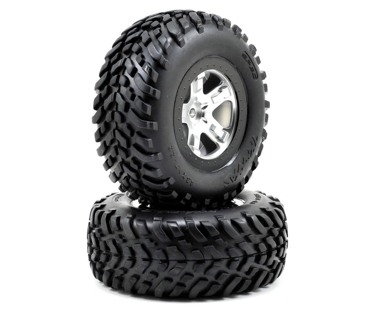 SCT Satin Chrome & Black Wheels & Off-Road Tires (2)