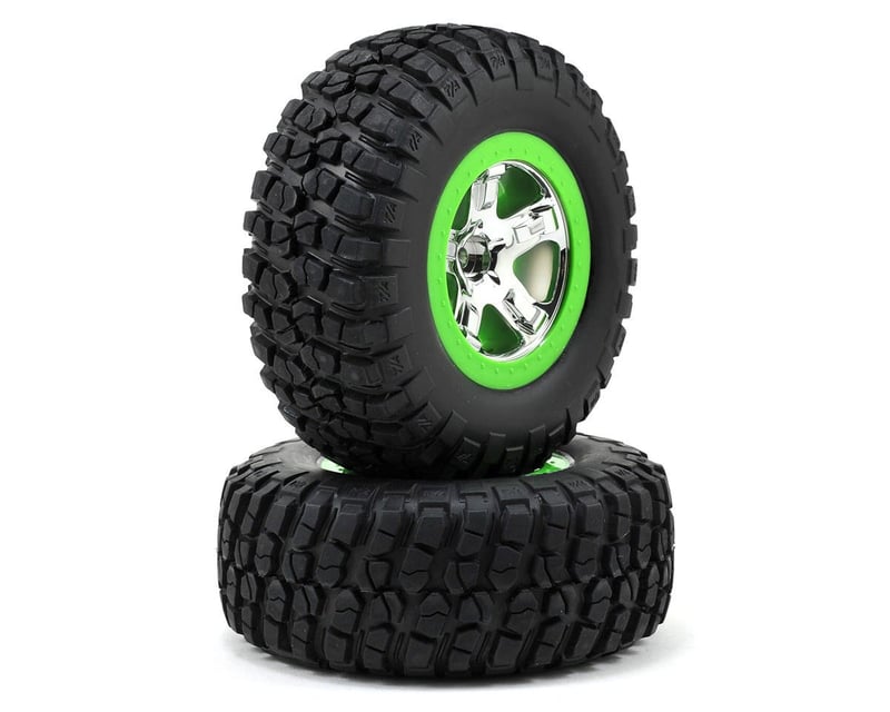 SCT Chrome & Green Wheels & BFGoodrich Tires (2)