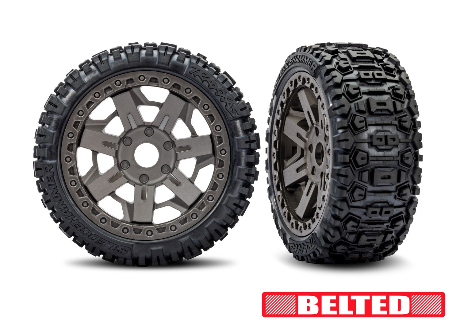 3.0" Gray Wheels w/ Belted Sledgehammer Tires (2)