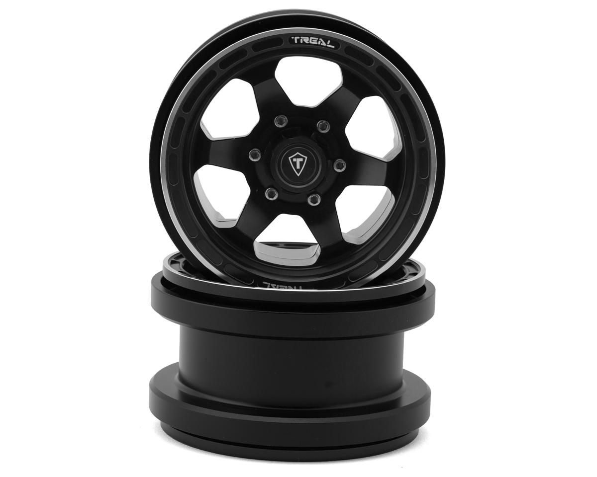 Treal Hobby Type A 2.9" 6-Spoke Slotted Beadlock Aluminum Wheels (Black) (2)