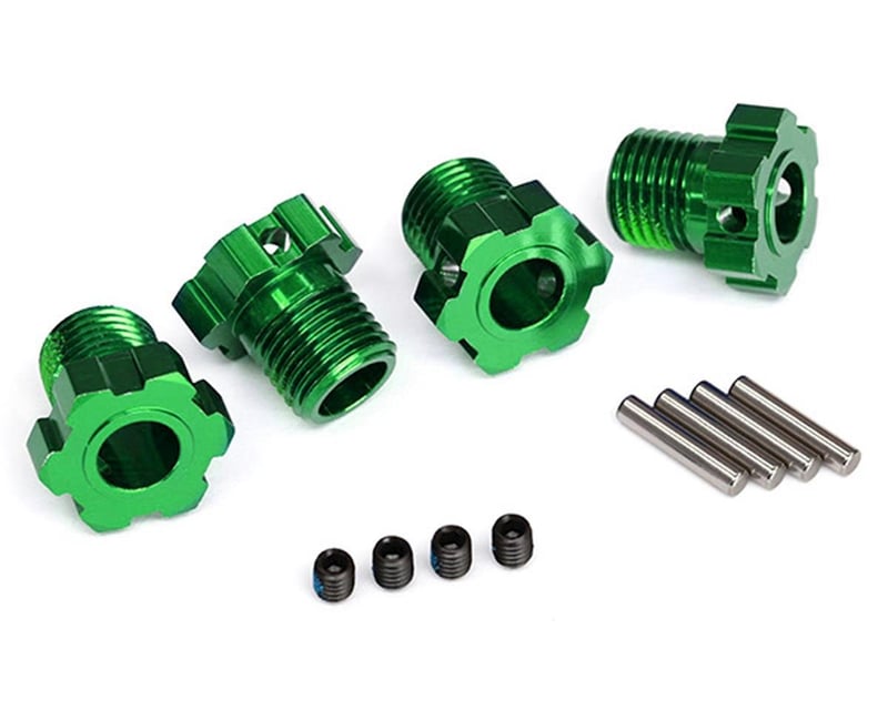 17 mm Green Aluminum Splined Wheel Hubs (4)