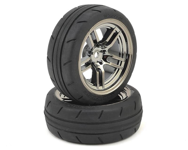 1.9" Black Chrome Front Wheels & Response Tires (2)