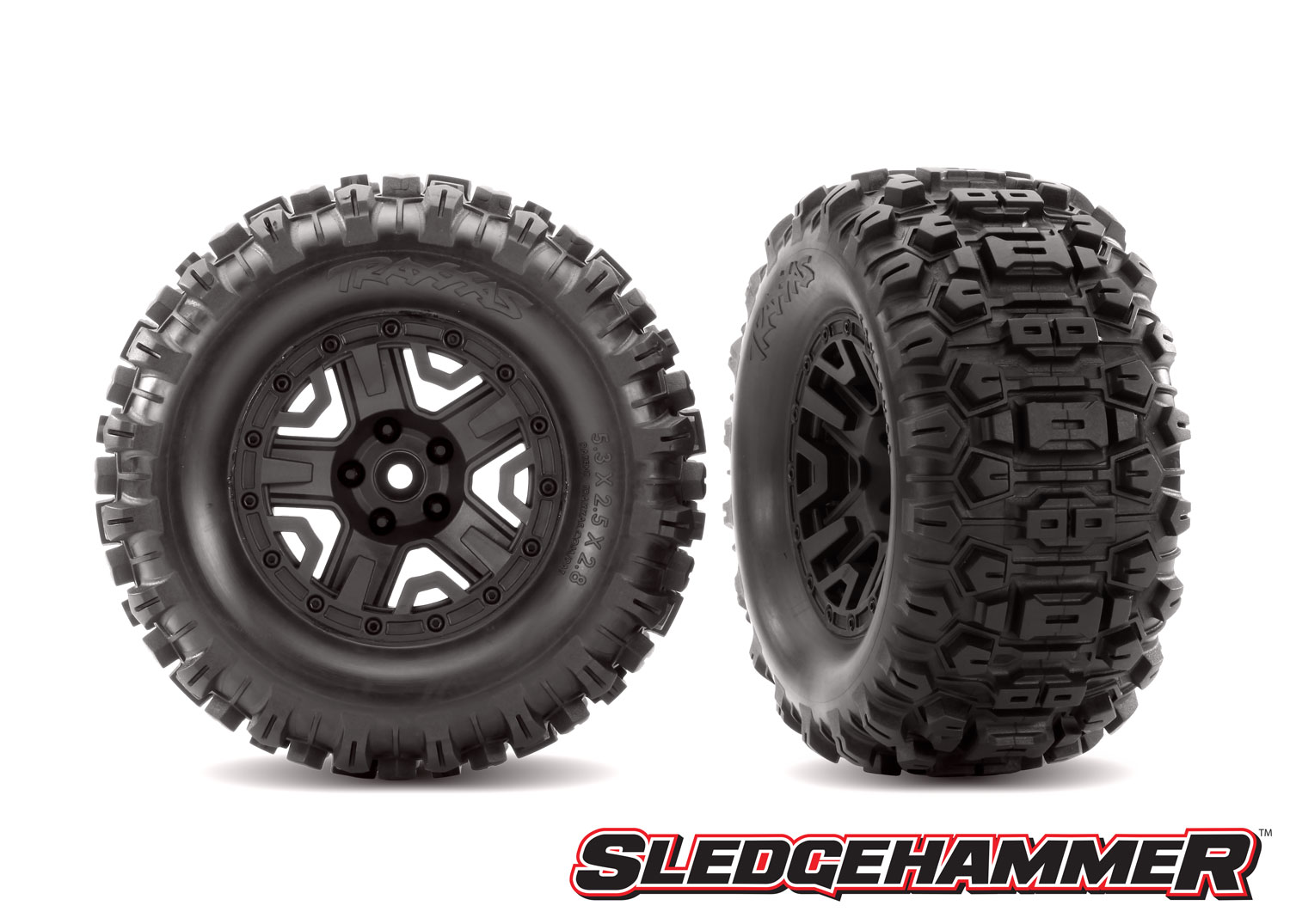 5-Spoke 2.8" Black Wheels & Sledgehammer Tires (2)