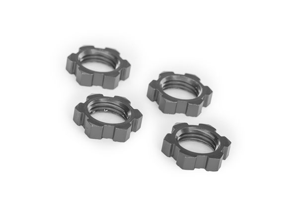 Serrated 17 mm Gray Aluminum Splined Wheel Nuts (4)