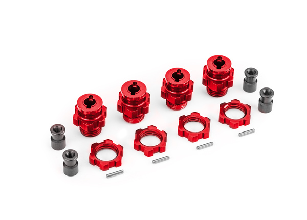 17 mm Red Aluminum Splined Hubs w/ Nuts (4)