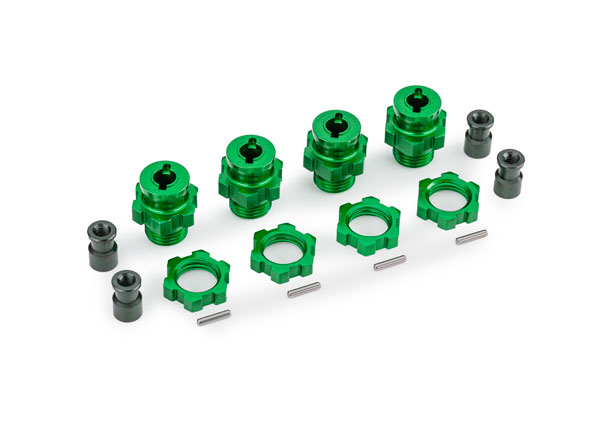 17 mm Green Aluminum Splined Hubs w/ Nuts (4)