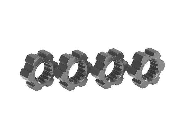24 mm Gray Aluminum Splined Hex Wheel Hubs (4)