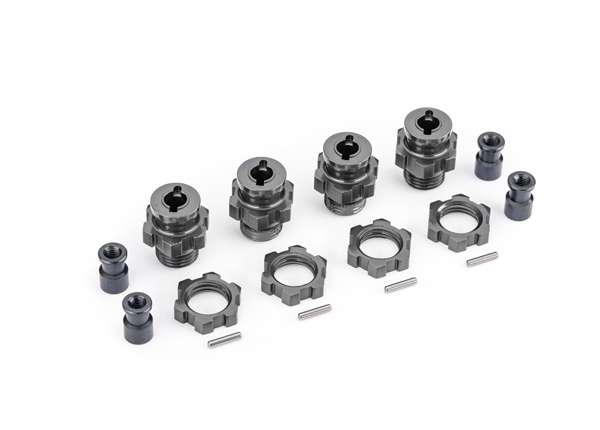 17 mm Gray Aluminum Splined Hubs w/ Nuts (4)