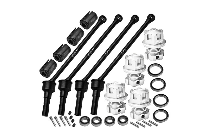 4140 CARBON STEEL FRONT & REAR EXTEND CVD SHAFT (110MM) WITH 7075 ALLOY WHEEL LOCK & HEX CLAW