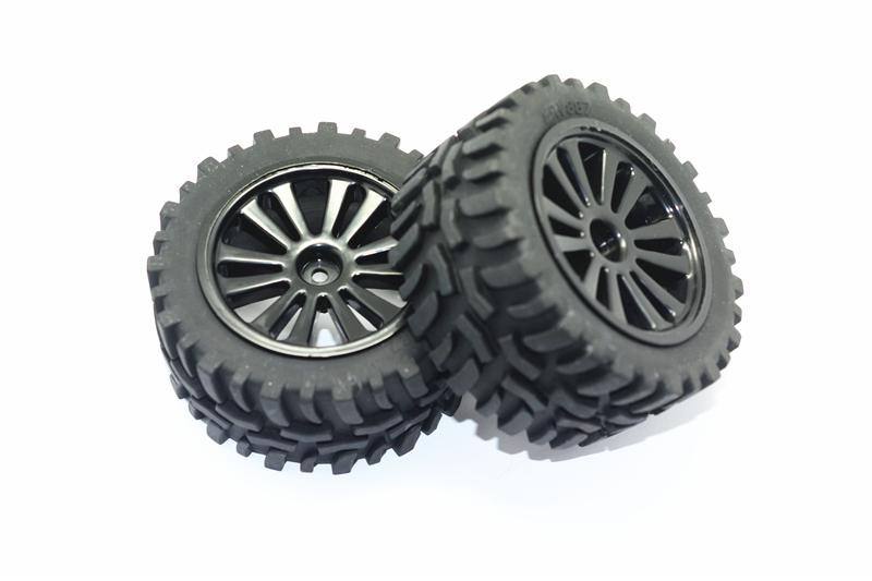 FRONT/REAR RUBBER RADIAL TIRE WITH  INSERT (40G) (OFFROAD DIRT HAWG PATTERN) + PLASTIC FRONT/REAR FLAT VACUUM RIMS (6 POLES) - 1PR GPM OPTIONAL