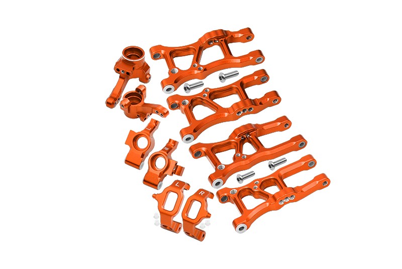 ALUMINUM F LOWER ARMS, R LOWER ARMS, F+R KNUCKLE ARMS, FRONT C HUBS-18PC SET