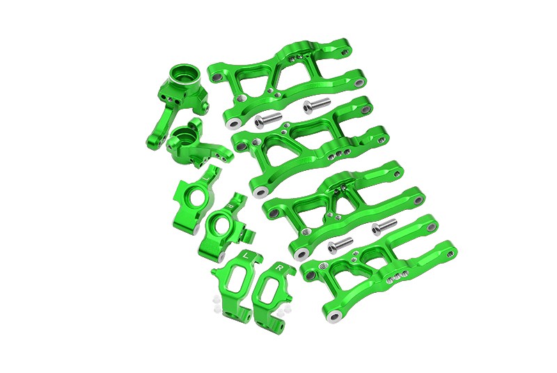 ALUMINUM F LOWER ARMS, R LOWER ARMS, F+R KNUCKLE ARMS, FRONT C HUBS-18PC SET