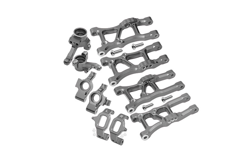 ALUMINUM F LOWER ARMS, R LOWER ARMS, F+R KNUCKLE ARMS, FRONT C HUBS-18PC SET