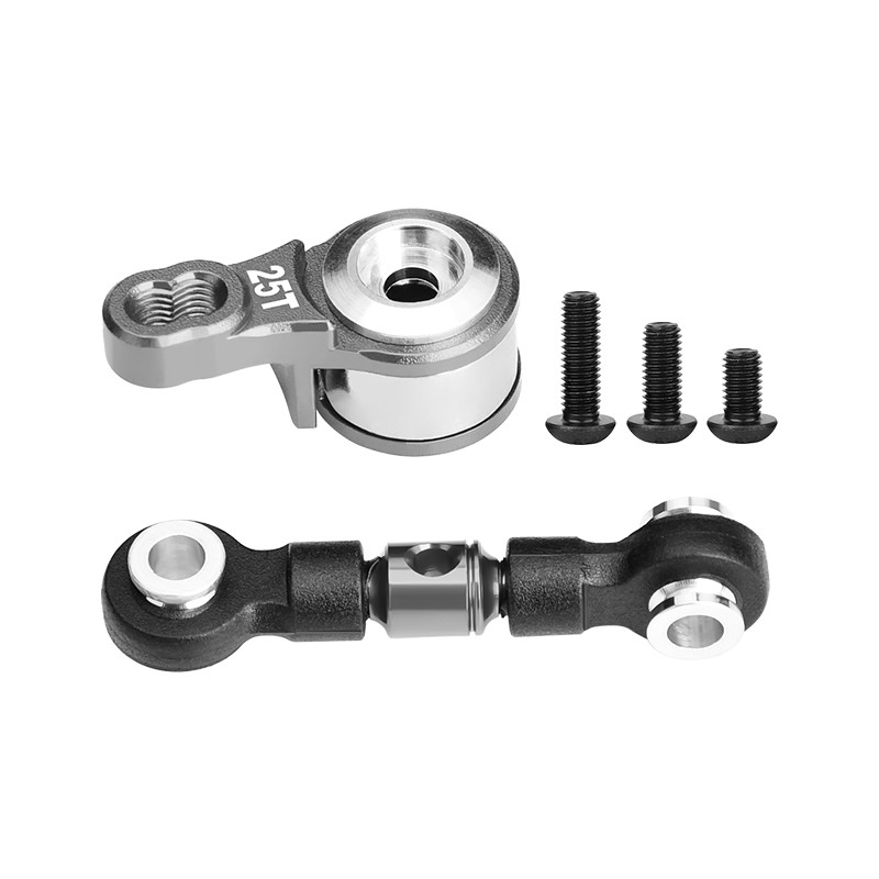 ALUMINUM SERVO SAVER WITH ALUMINUM STEERING LINK -6PC SET
